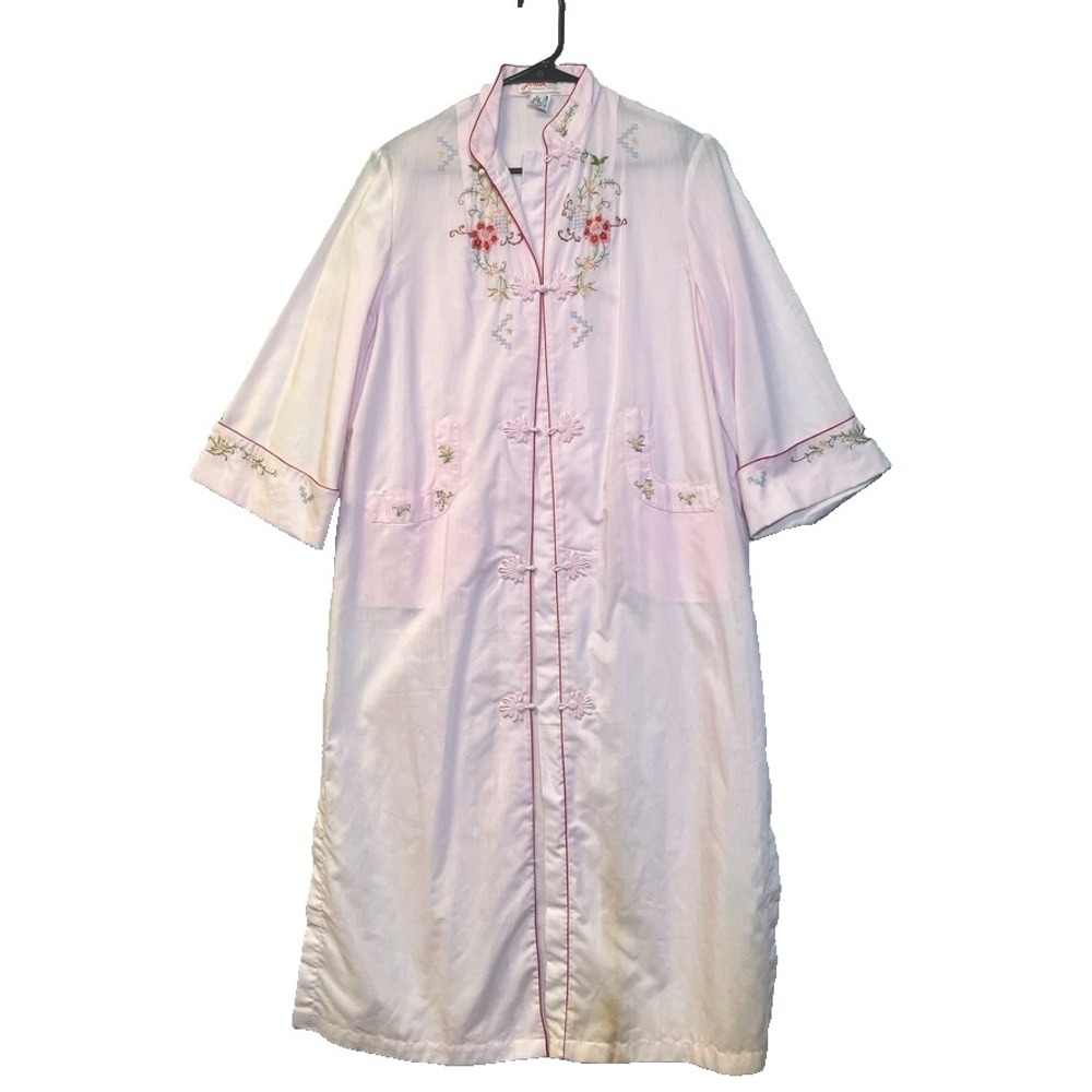 FLAW | VTG Youth Shanghai‎ Kimono China Sz Large Pink Floral Cotton Embroidered